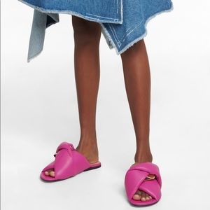 JW Anderson LEATHER CHAIN TWIST FLAT SANDALS Pink - Size 38